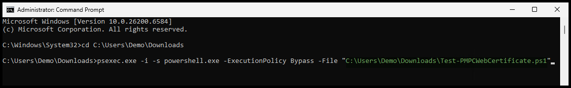 Run the PowerShell script using PSExec