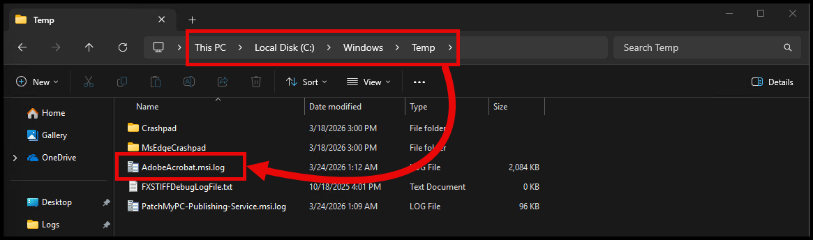 Adobe Acrobat - Installation Log File Generated