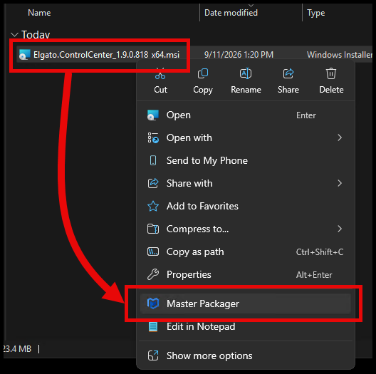 Open MSI with Master Packager