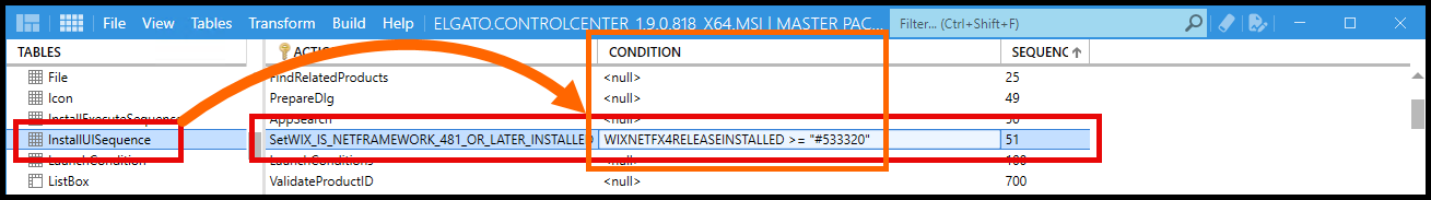 InstallUISequence Condition for SetWIX_IS_NETFRAMEWORK_481_OR_LATER_INSTALLED