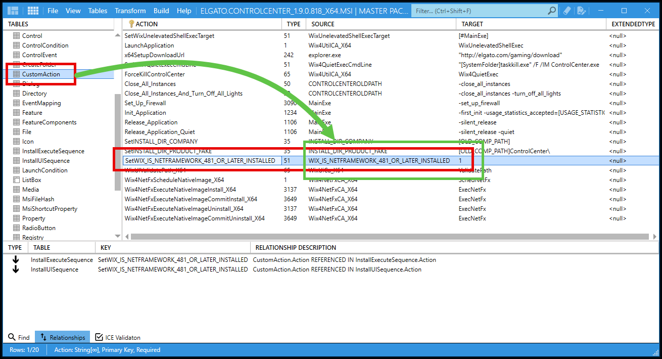 Custom Action SetWIX_IS_NETFRAMEWORK_481_OR_LATER_INSTALLED