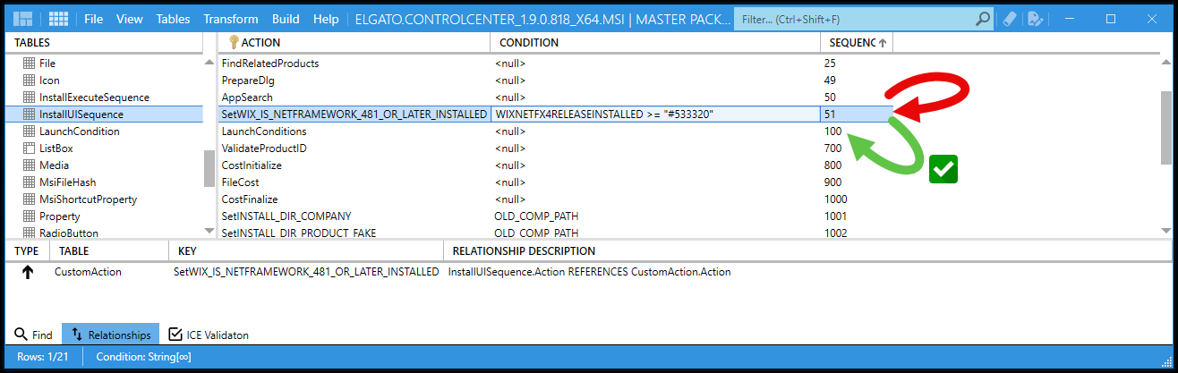 Successfully InstallUISequence evaluation for SetWIX_IS_NETFRAMEWORK_481_OR_LATER_INSTALLED