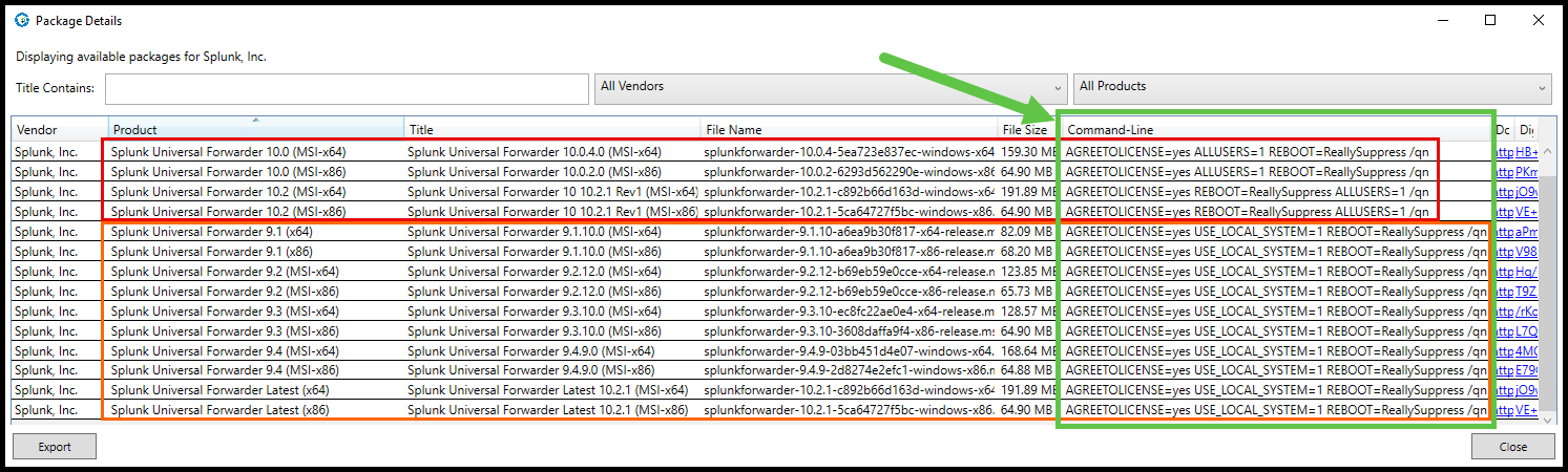Splunk Universal Forwarder PMPC Command-line Options