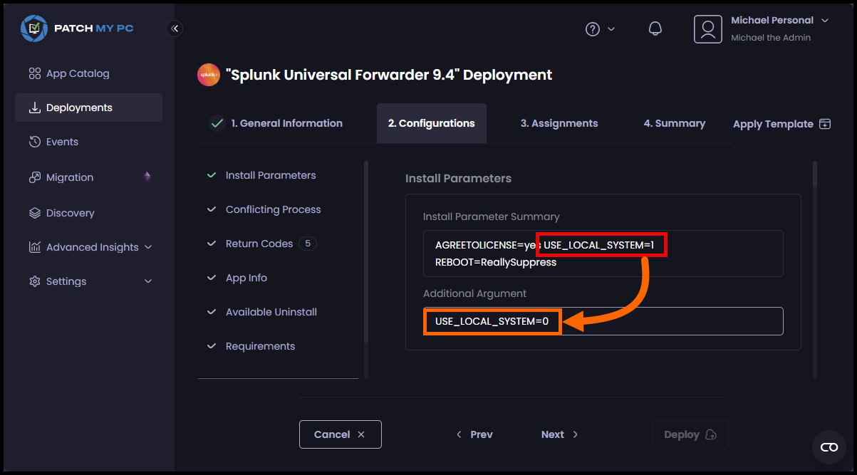 Splunk Universal Forwarder Cloud Additional Arguments