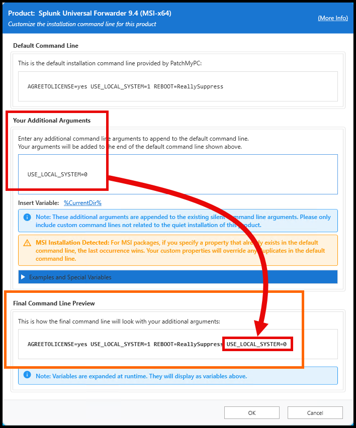 Splunk Universal Forwarder Publisher Additional Arguments
