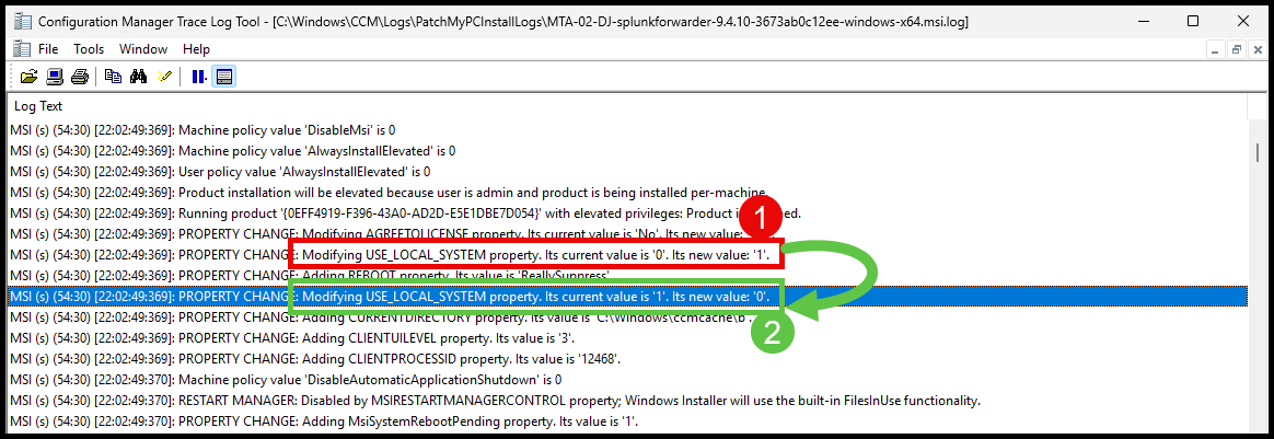 Splunk Universal Forwarder MSI Log