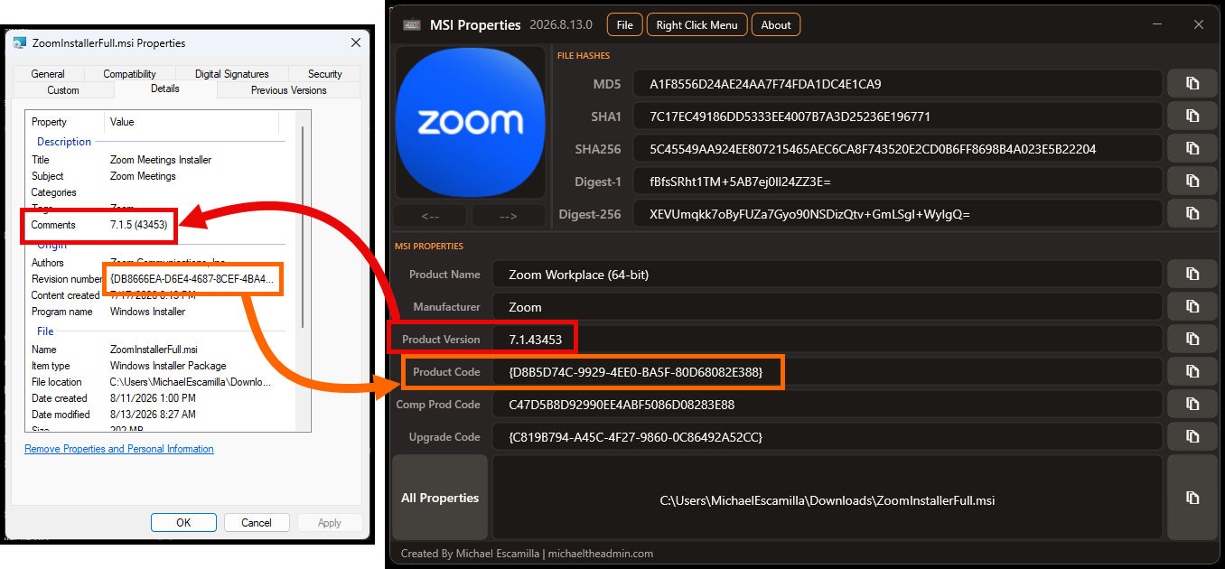 Zoom Workplace (MSI-x64) 7.1.5 (43453) properties