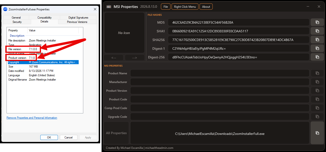 Zoom Workplace EXE-x64 file properties