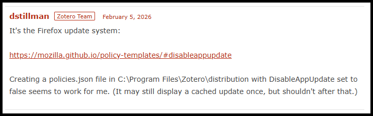 Zotero forum discussion comment 1