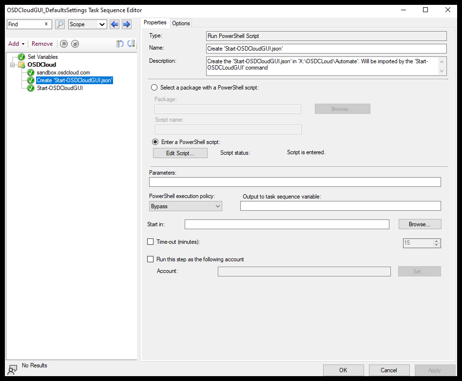 TS Step - Create Start-OSDCloudGUI.json