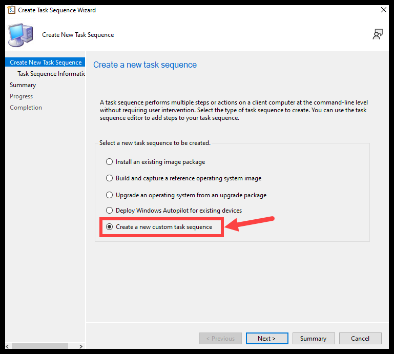 Creating Custom Task Sequence