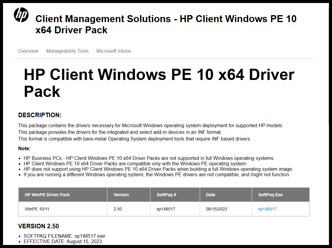 ConfigMgr: Adding HP Windows PE drivers to your Boot Image