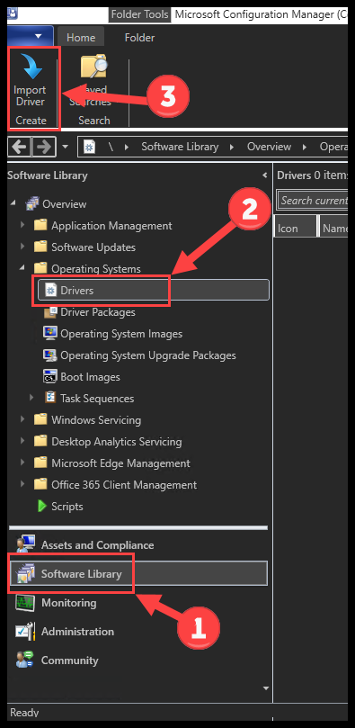 Navigate to Import Drivers