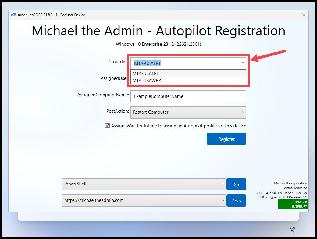 Autopilot OOBE Configuration Json Imported - Group Tags