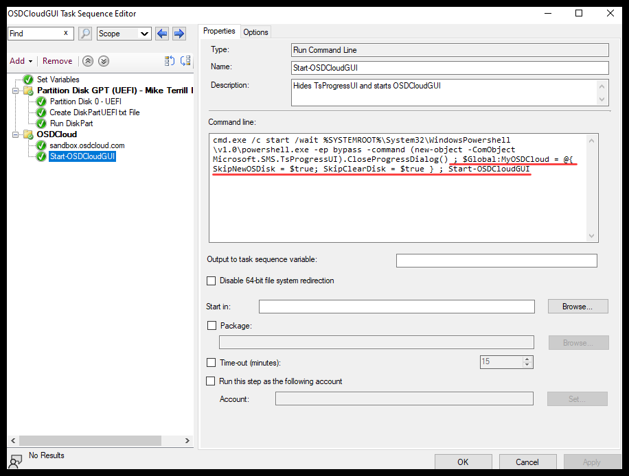 Start-OSDCloudGUI TS Step