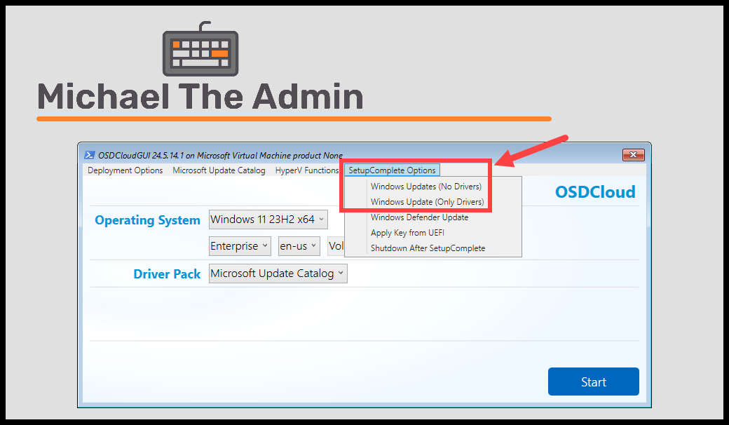 OSDCloudGUI SetupComplete: Windows Updates