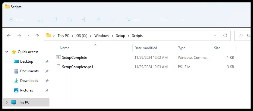 SetupComplete Scripts Folder