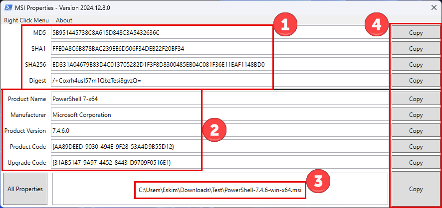 GetMSIInformation UI Layout