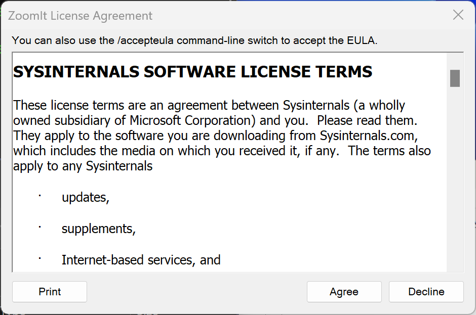 ZoomIt EULA Prompt