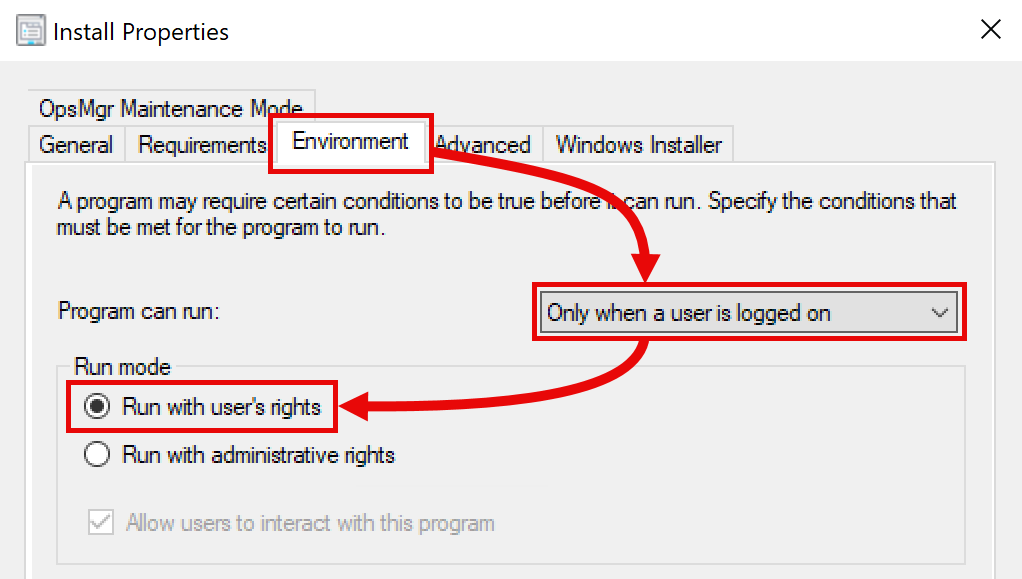 Configuration Manager Program Run Mode