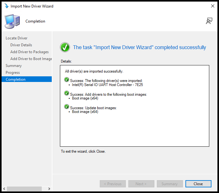 Driver Import Successful