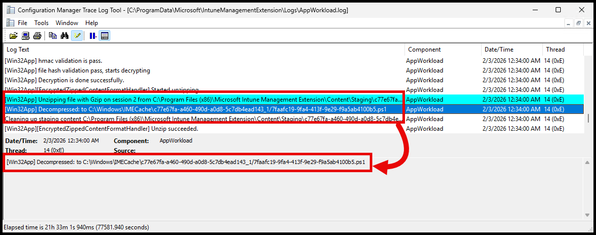 AppWorkload.log script extracted in IMECache folder