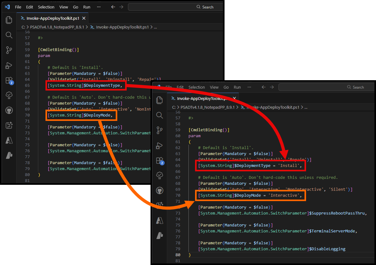 Modifying Invoke-AppDeployToolkit.ps1 for Install
